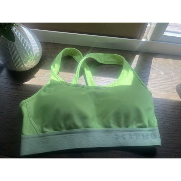 Under Armour Lime Green Cross Back Supportive Sports Bra Women's Size Small - Picture 1 of 4